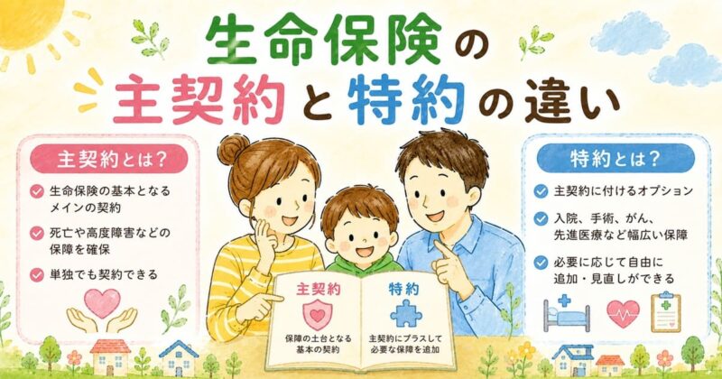 生命保険の主契約と特約の違い