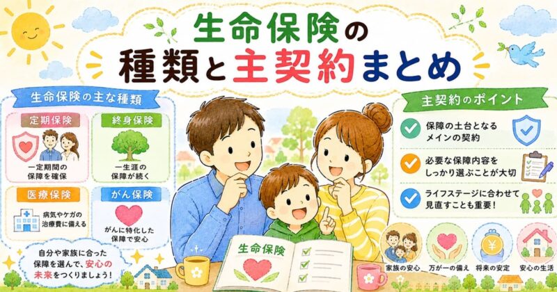 生命保険の種類と主契約まとめ