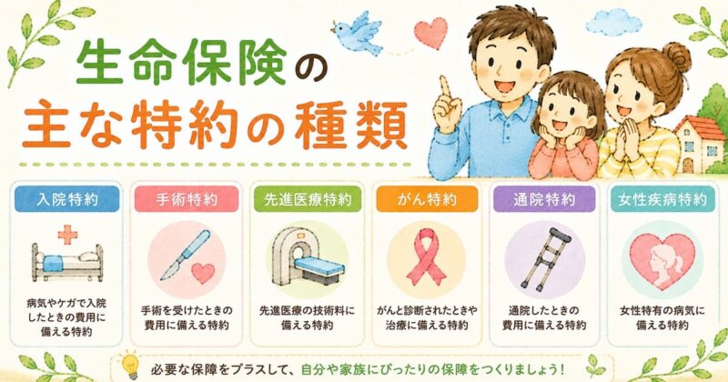 生命保険の主な特約の種類