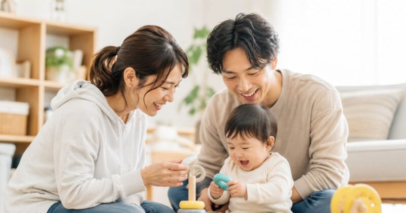 幸せな家族の遊び時間