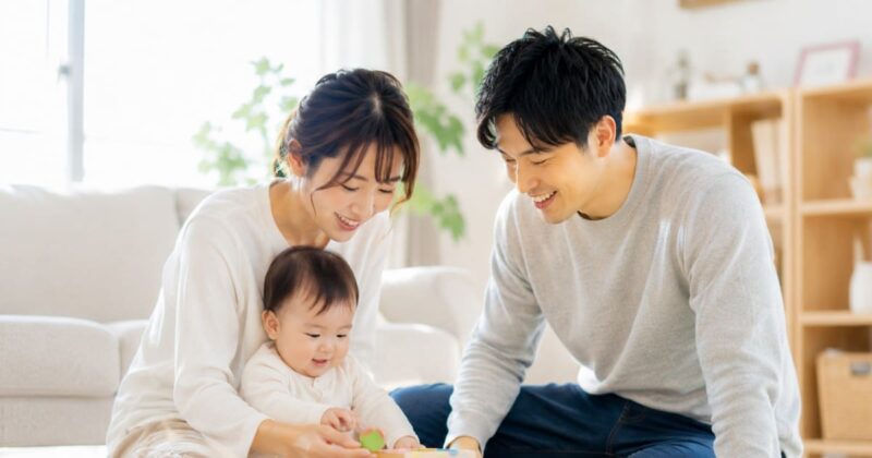 家族の笑顔と遊びの時間
