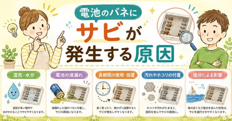 電池のバネにサビが発生する原因