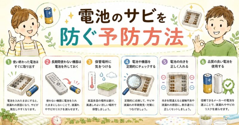 電池のサビを防ぐ6つの予防法