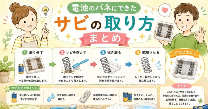 電池のバネのサビ取りガイド