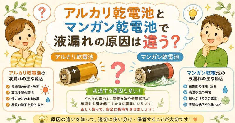 アルカリとマンガン乾電池の液漏れ比較
