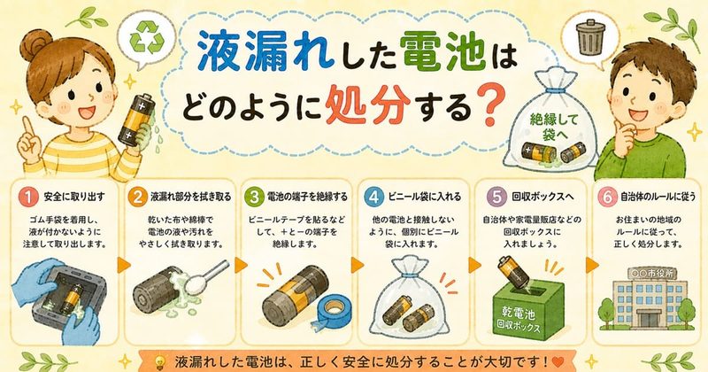 液漏れした電池はどのように処分する？