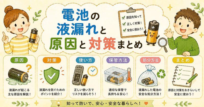 電池の液漏れの原因と対策まとめ