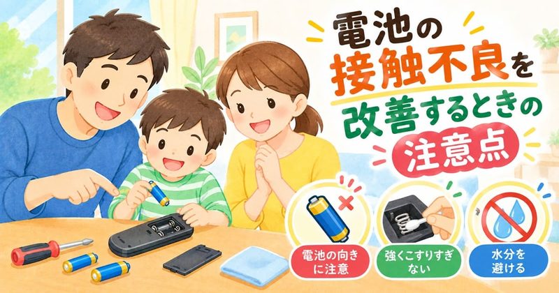 電池の接触不良を改善するときの注意点