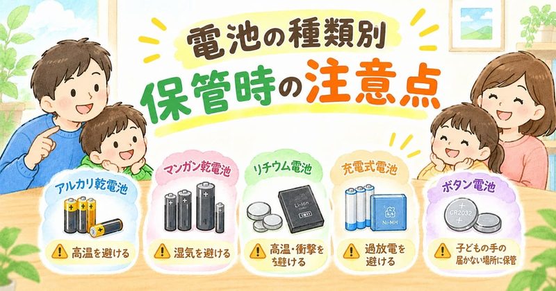 電池の種類別|保管時の注意点